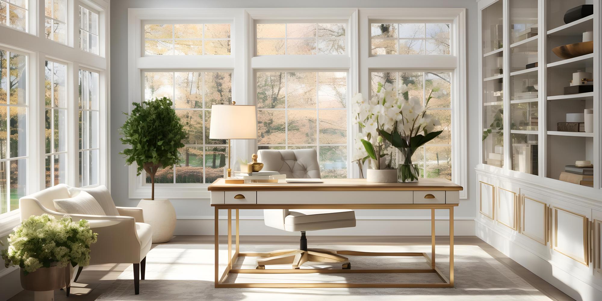 Spațiu de lucru cu lumină naturală și mobilier sobru